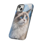 Ragdoll Cat Polygon Portrait Tough Phone Case - Blue Cream