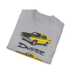 Yellow 1973 Duster Classic Car T-Shirt | Vintage Muscle Car Illustration