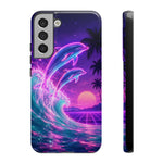 Neon Dolphin Ocean Vaporwave Art Tough Phone Case