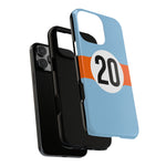 Copy of Blue Orange Number 20 Retro Racing Stripe Tough Phone Case Cover