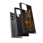 Bengal Cat Geometric Portrait Tough Phone Case - Gold Black Poly