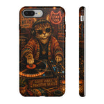 DJ Cat Phone Case, Glowing Turntables Folk Art Cover