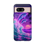 Neon Dolphin Ocean Vaporwave Art Tough Phone Case