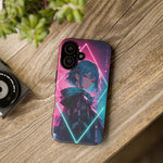 Anime Girl Phone Case Teal, Neon Kanji Calm Gradient Tough Cover