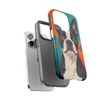 Boston Terrier Pop-Art Portrait Tough Phone Case - Teal Orange