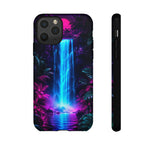 Neon Waterfall Jungle Night Vaporwave Art Tough Phone Case