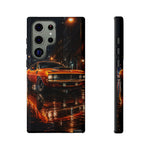 Orange Cuda Phone Case, Rainy City Night Muscle Car Tough Cover