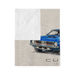 1973 Cuda Muscle Car Blanket | Blue Barracuda Microfiber Throw