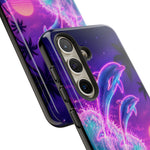 Neon Dolphin Ocean Vaporwave Art Tough Phone Case