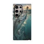 Striped Bass Phone Case, Sunset Topwater Strike Cover for Anglers