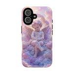 Cherub Cloud Throne Phone Case, Pastel Marble 3D Render Cover