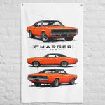 1968 Charger R/T Orange Black Top Banner 34x56 Garage Man Cave Wall Decor