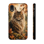Maine Coon Forest King Watercolor Art Tough Cat Phone Case