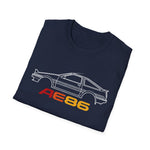 1986 AE86 Trueno Outline Silhouette JDM Classic Car T-Shirt Line Art Emblem Fan Gift