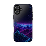 Retro Neon Mountains Phone Case | Vaporwave Galaxy Landscape