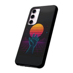 Synthwave Wireframe Hand Retro Sun Phone Case Tough Case