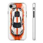 Z06 C8 Phone Case, White Top-Down Painterly Stripe Cover