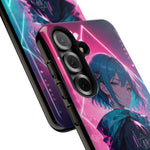 Anime Girl Phone Case Teal, Neon Kanji Calm Gradient Tough Cover