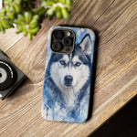 Husky Watercolor Art Tough Phone Case - Icy Blue Dog Portrait