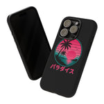 Retro Vaporwave Tropical Sunset phone case | Paradise Japanese text