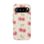 Pink Cherry Pattern Phone Case | Cute Retro Fruit Design