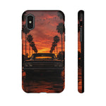 Black Impala Lowrider Sunset Tough Phone Case - Palm Silhouette