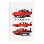 1969 Charger Daytona Red Wing Car Banner 34x56 Garage Man Cave Wall Decor