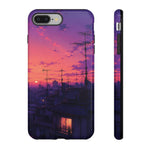 Anime City Rooftop Sunset Tough Phone Case Cover Gift Art