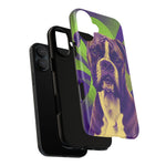 Boxer Halftone Portrait Tough Phone Case - Green and Violet