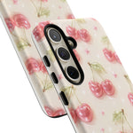 Pink Cherry Pattern Phone Case | Cute Retro Fruit Design