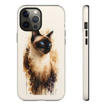 Siamese Cat Watercolor Portrait Tough Phone Case - Cream Choc
