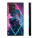 Anime Girl Phone Case Teal, Neon Kanji Calm Gradient Tough Cover