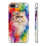 Persian Cat Watercolor Portrait Tough Phone Case - Rainbow