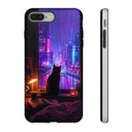 Lo-Fi Cat Neon Rain Window Vaporwave Art Tough Phone Case