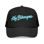 Key Biscayne Miami Trucker Hat Retro Script Snapback Neon Pastel South Florida Beach Cap