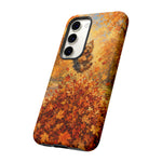 Yorkshire Terrier Jumping in Autumn Leaves Tough Case | Fall Dog Phone Cover
