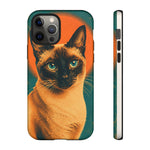 Siamese Cat Retro Halftone Portrait Case - Orange Teal Print