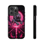 Chrome Lion Phone Case, Neon Grid Katakana Pride Tough Cover