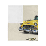 1955 Yellow Chevy Bel Air Illustration Blanket | Vintage Car Throw