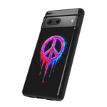 Glitch Peace Sign Phone Case, RGB Melt Digital Art Tough Cover, Gift