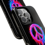 Glitch Peace Sign Phone Case, RGB Melt Digital Art Tough Cover, Gift