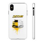 Z06 Corvette Phone Case, Yellow Sketch Reveal Chrome Cover