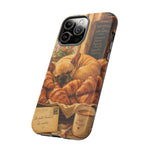 Sleeping French Bulldog with Croissants phone case | cute bakery scene