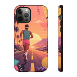 Retro Runner Sunset phone case | 80s Vaporwave jogging design