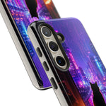 Lo-Fi Cat Neon Rain Window Vaporwave Art Tough Phone Case