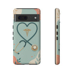 Stethoscope Heart Phone Case, Nurse Icon Teal Cover