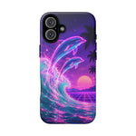 Neon Dolphin Ocean Vaporwave Art Tough Phone Case