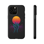 Synthwave Wireframe Hand Retro Sun Phone Case Tough Case