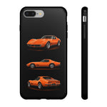 C3 Corvette Art Phone Case Orange, Three-View Vector Cover, Gift