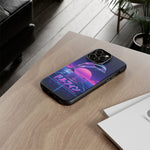 Neon Dolphin Retro Wave Tough Case | Vaporwave Japanese Text, 80s Synth Sunset